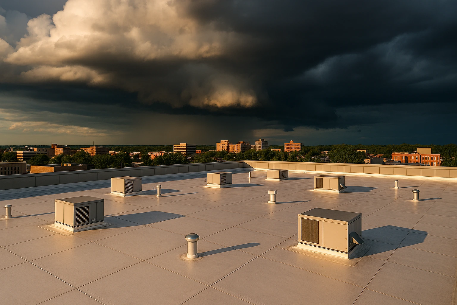 Storm over commercail roof Solid Rock Commercial Roofing Storm over commercial roof